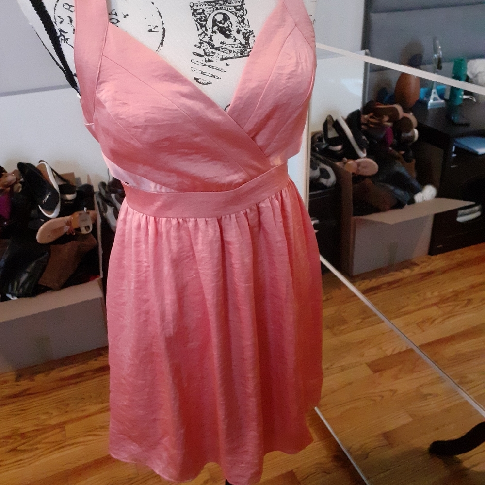 BCBGeneration Peach Satin cut out dress - Picture 5 of 7